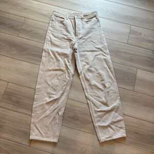 COS tapered leg high rise ankle length light beige jeans